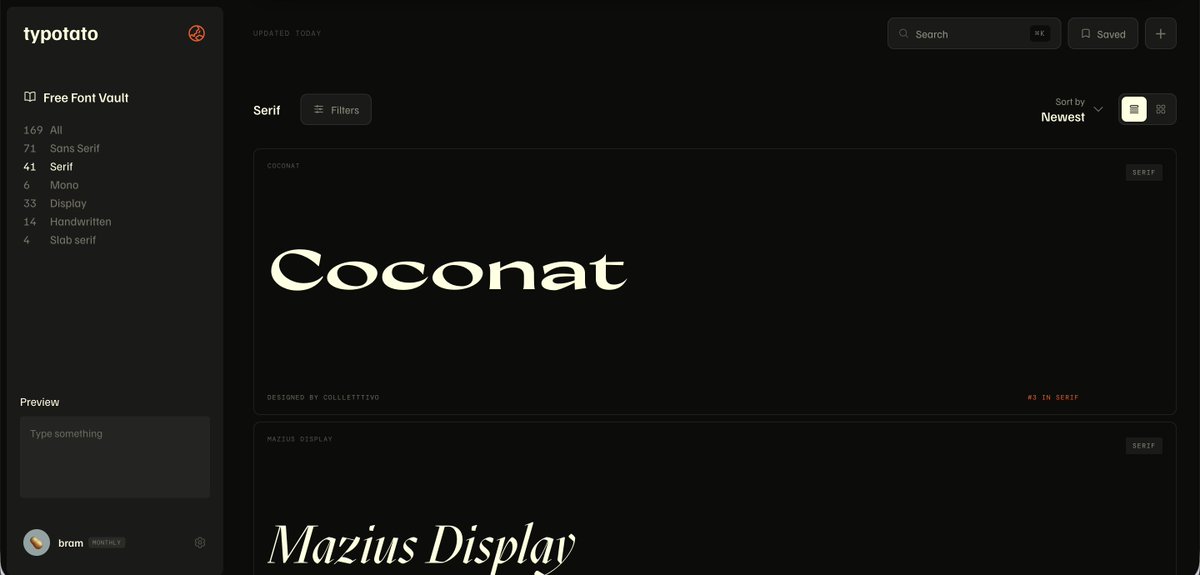 typotato_com's tweet photo. A browsable goldmine of high-quality free typefaces for commercial use.

More taste engine than font library.

Typotato Vault loading...🔒 https://t.co/ZqVkttmNAn