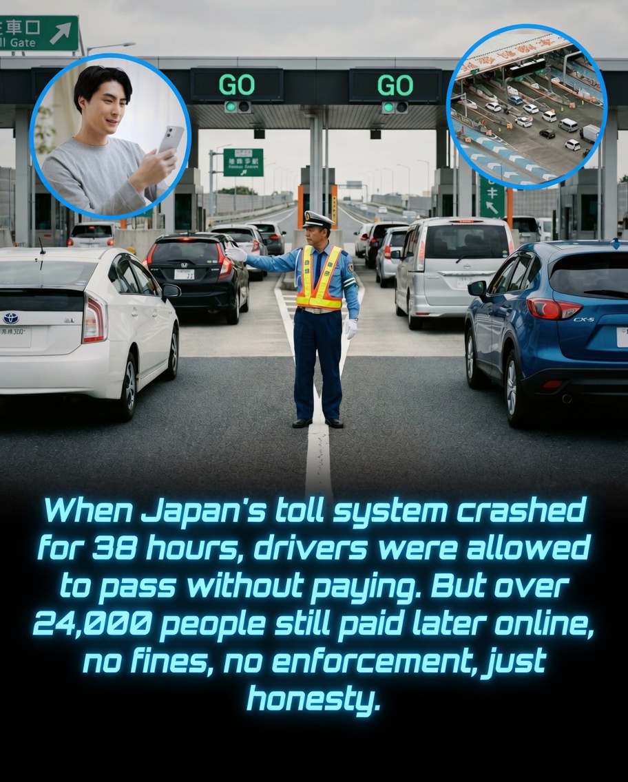 Rainmaker1973's tweet photo. When Japan’s toll system crashed for 38 hours, drivers were allowed to pass for free; but over 24,000 people still chose to pay later.

To prevent massive traffic chaos, authorities opened the gates and let around 920,000 vehicles pass without paying. Drivers were simply asked to settle their tolls online at their convenience.

Remarkably, more than 24,000 people voluntarily went online and paid anyway — even though there were no fines, no enforcement, and no obligation. That’s roughly 3.8% of all vehicles that passed during the outage.

This small but meaningful act of honesty has been widely praised as a powerful example of civic responsibility and deep-rooted trust in Japanese society.