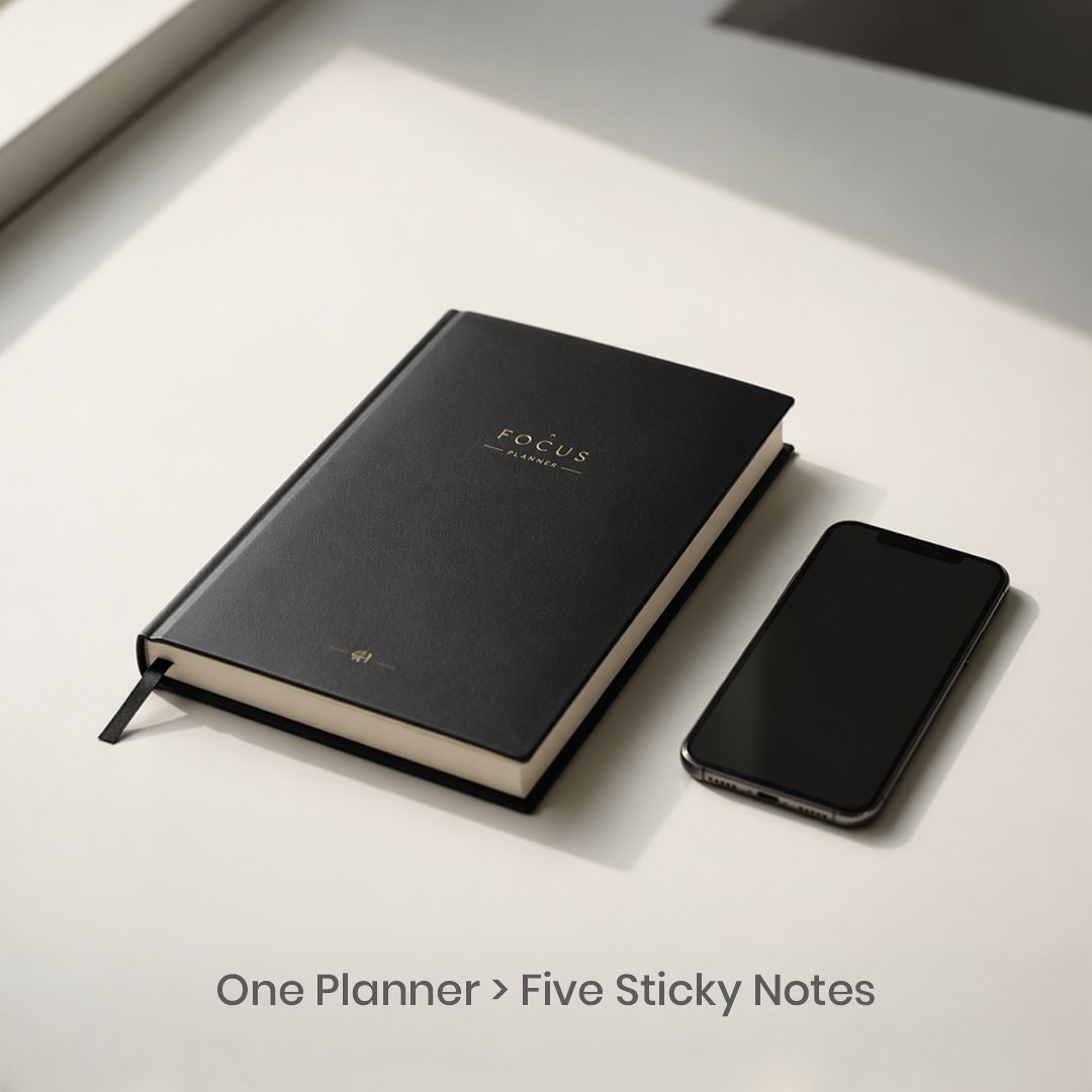 tagsenusa's tweet image. Pro Tip: One planner &amp;gt; five sticky notes.
Digital stores. Paper clarifies.

Stop juggling. Start focusing.

#ProductivityTips #MinimalPlanner #WorkFlow