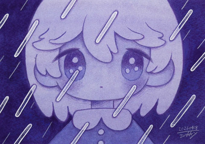 最近の落書き A5(210×148mm) 1枚目:水彩紙、アクリルガッシュ、色鉛筆 2枚目:水彩紙、透明水彩、色鉛筆、マーカー