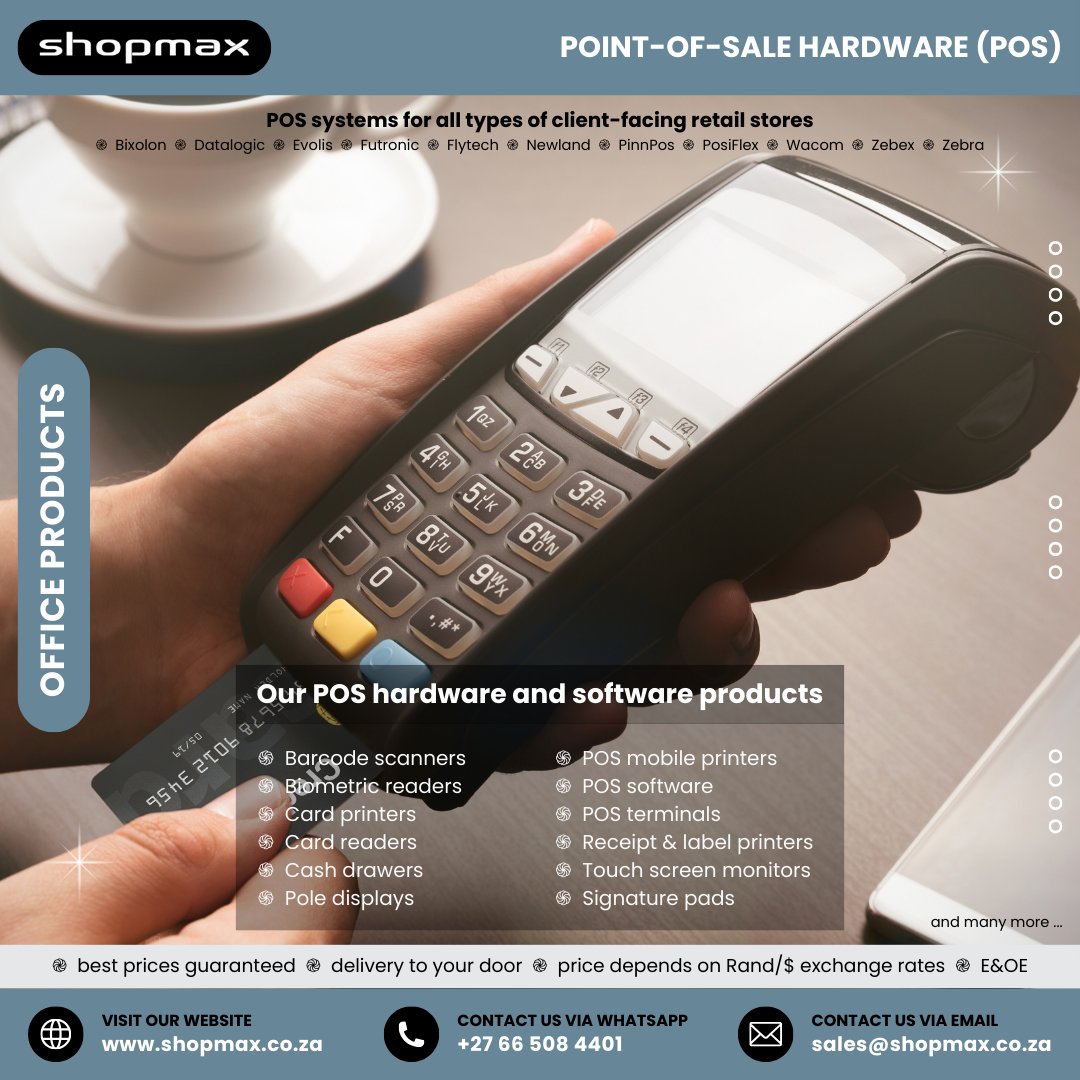 SHOPMAX6's tweet image. 🧾 Upgrade your POS system
✔️ Faster sales
✔️ Better service
👉 Request a quote:
shopmax.co.za/request_produc…
#POS #RetailTech #Shopmax