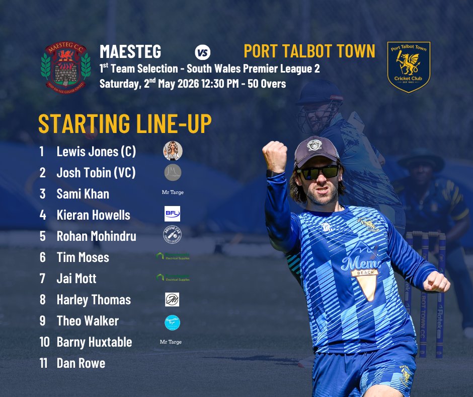 PirateCricket's tweet photo. A huge weekend of cricket ahead for the Town! 🏏 Three teams in action as we look to build some momentum. Good luck to everyone representing the club this weekend! Let’s bring home the results! 💪💙
#PTTCC #PortTalbot #MatchDay #CricketFamily #TeamSelection #WalesCricket https://t.co/YuLb8XwD6h