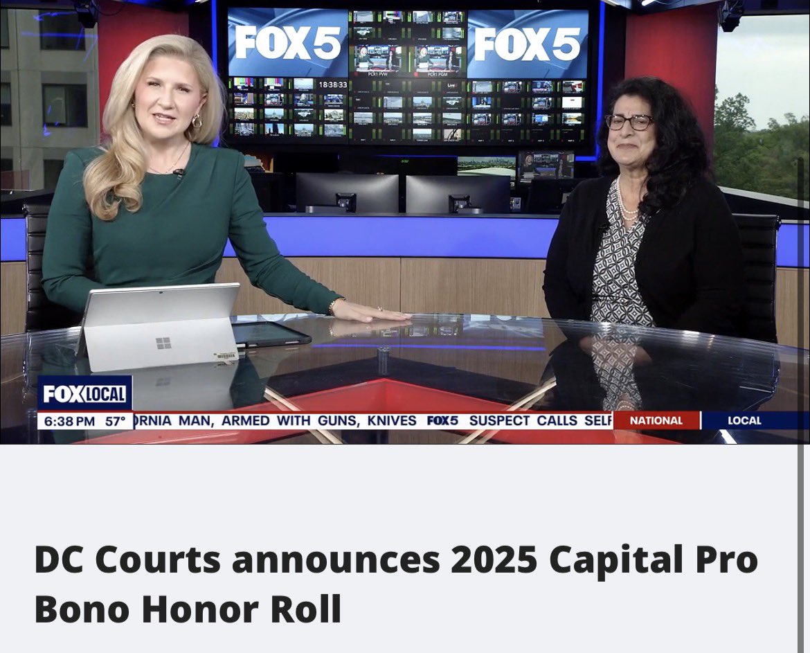 DC_Courts's tweet photo. WATCH: DC Courts announces 2025 Capital Pro Bono Honor Roll @fox5dc 

https://t.co/nsdxIanAdq

If you’re a lawyer in #WashingtonDC, your skills and experience can help so many people gain access to justice. Learn more today to make a big difference: https://t.co/xtcbOwY1Eq https://t.co/KxXwvNJkbo