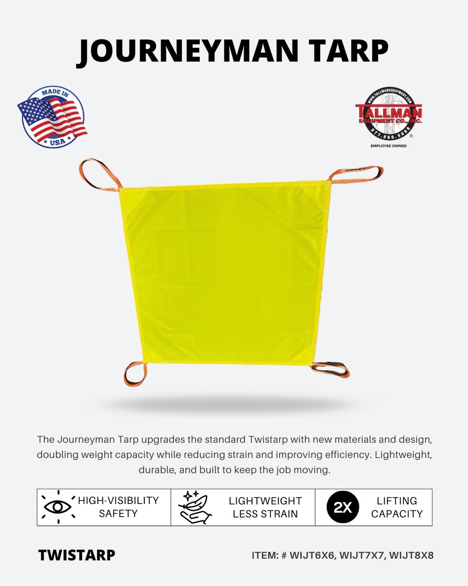 TallmanEquip's tweet image. Big lifts shouldn’t beat up your crew or your budget.

The Journeyman Tarp doubles lifting capacity while reducing strain and improving jobsite safety.

✔ High-Vis Safety
✔ Less Strain
✔ 2X Capacity

➡️linemen.short.gy/BjmB

#linemanlife #linework #utilities #bluecollar