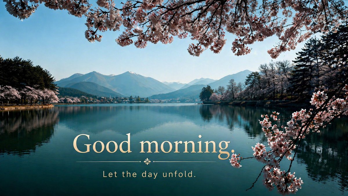 Cherry Blossom Good Morning Lake