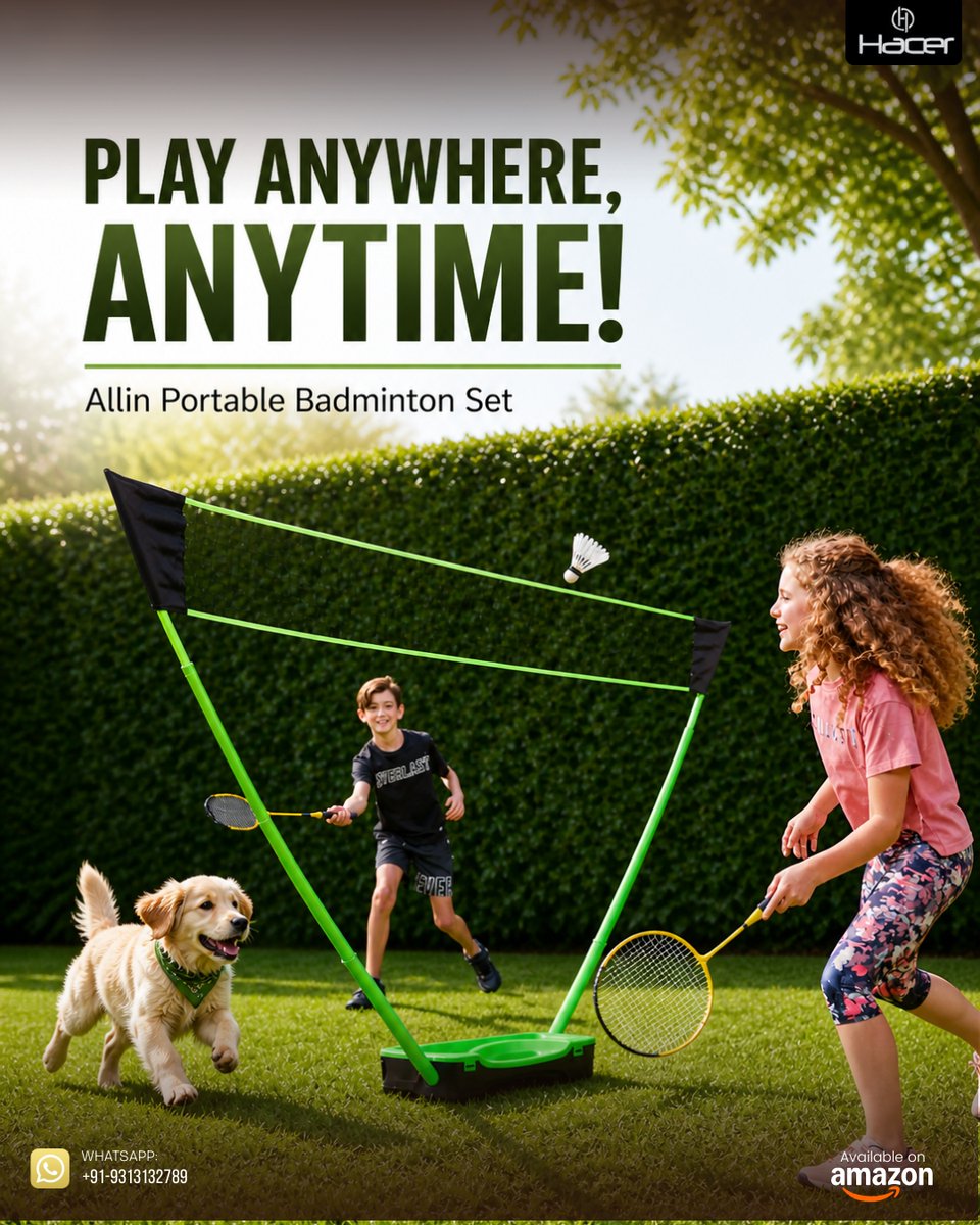 hacerstore7's tweet image. Set it up in minutes, play for hours—whether it’s your backyard, park, or a quick family break. Even the dog’s joining in 😄

Simple fun. Anytime, anywhere.

#Allin #PlayAnywhere #FamilyFun #OutdoorGames #BadmintonTime
