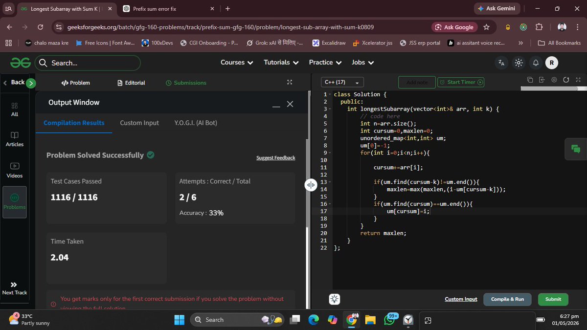 romeokilo58978's tweet image. Day-59/160 Longest Subarray with Sum K.
@geeksforgeeks
#DeveloperLife
@learnteach
#CodingJourney
@TechWritter
