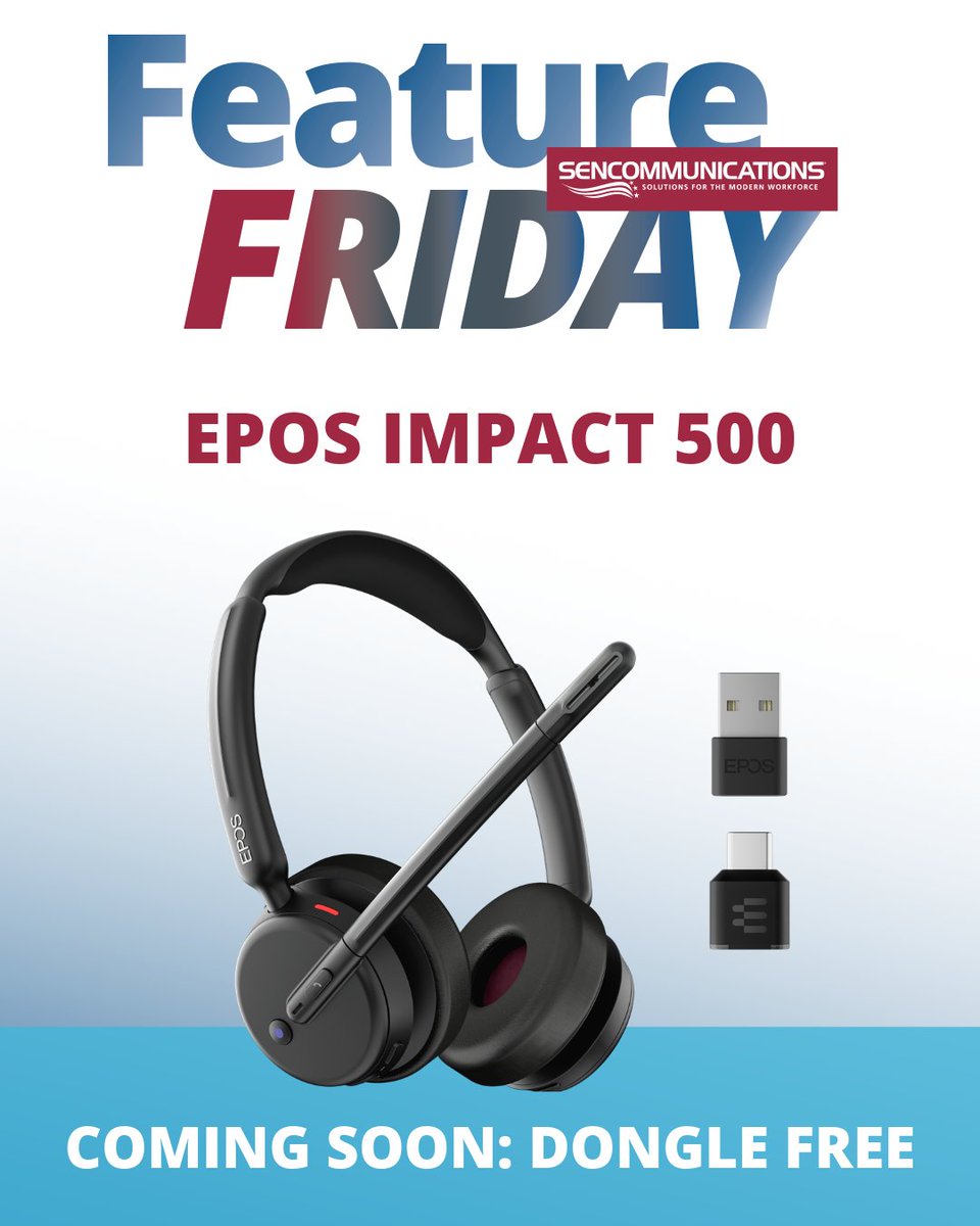 Sencomm_'s tweet photo. FEATURE FRIDAY!
EPOS Impact 500 

Designed for modern communication, IMPACT 500 delivers clarity and comfort all day. Certified for Microsoft Teams, Open Office, Zoom, and Google Meet.

COMING SOON! Connect to a computer without the use of a dongle!

#epos #sencomm #headsets https://t.co/ozdVgwpMCt