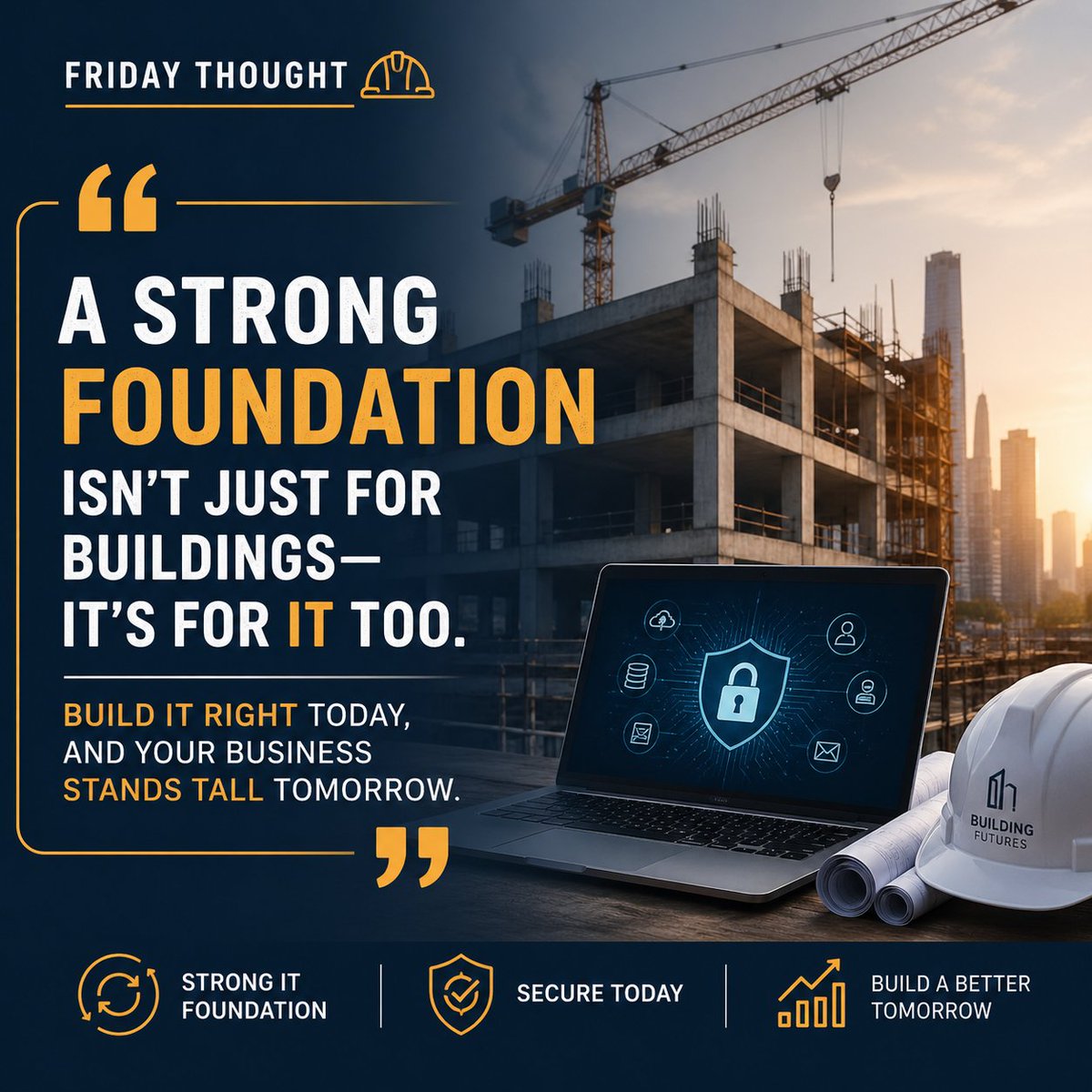 Compterbilities's tweet photo. Strong foundations aren’t just for construction—they power your IT too 🏗️💻

Build it right today with secure, reliable systems, and watch your business stand strong tomorrow.

#FridayThought #ITInfrastructure #BuildStrong #CyberSecurity #BusinessGrowth https://t.co/0b3rOXwPaC