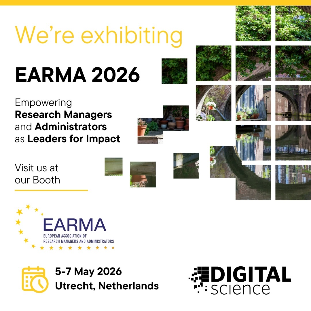 digitalsci's tweet photo. We're proudly exhibiting at the #EARMA Annual Conference 2026. #EAC26
Join us at our booth to discuss how we can help academic institutions advance research, make smart decisions, and demonstrate #ResearchImpact.
🗓️ 5-7 May, 2026
📍 Utrecht, Netherlands
🔗 More details: https://t.co/jIUctuGxi3