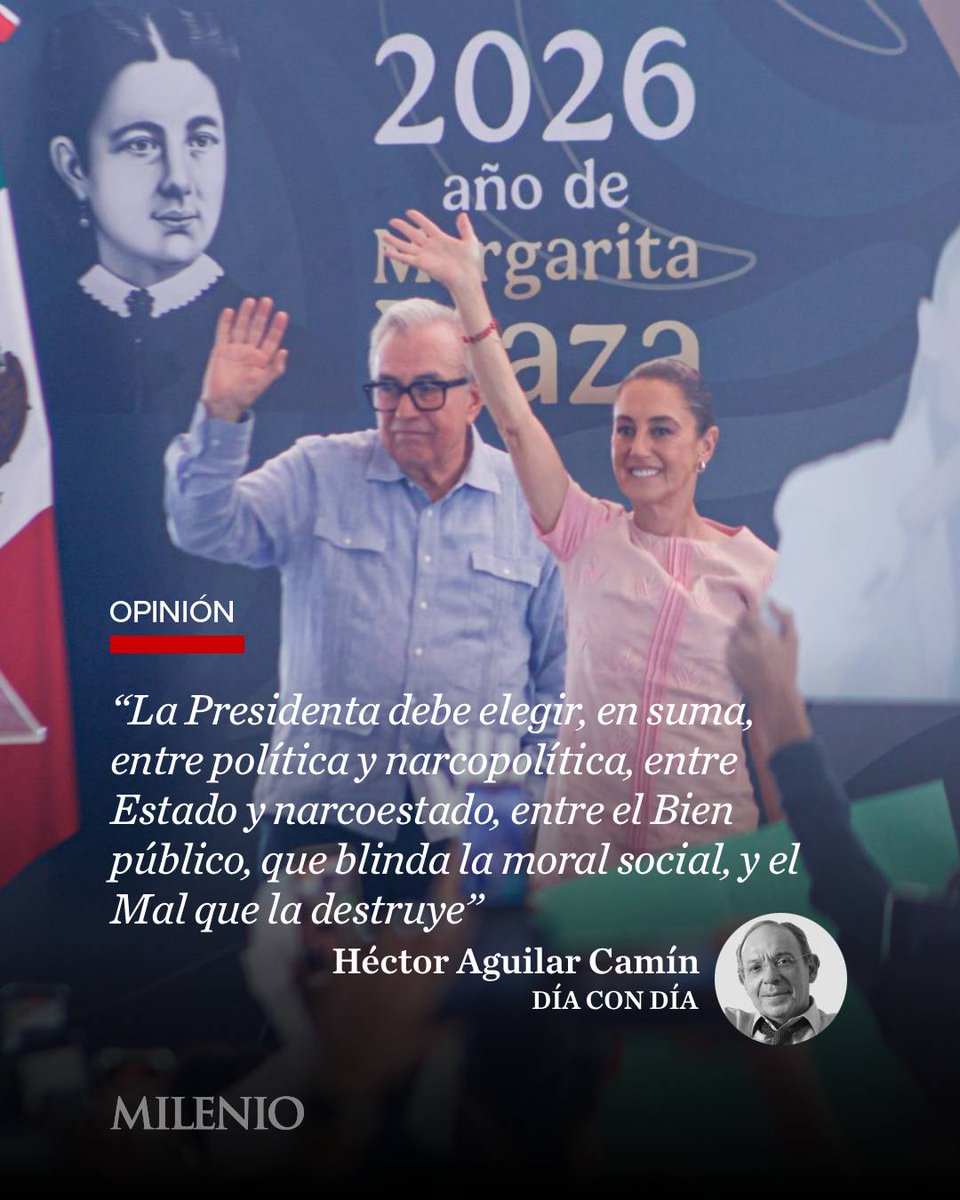 Milenio's tweet image. #DíaConDía | “El dilema moral que esta crisis plantea es diabólicamente simple: ¿debe la Presidenta entregar a los narcopolíticos que le pide Washington o no debe entregarlos?”

🎙️ Lee y escucha la #opinión de @aguilarcamin mile.io/4n8ZeQC