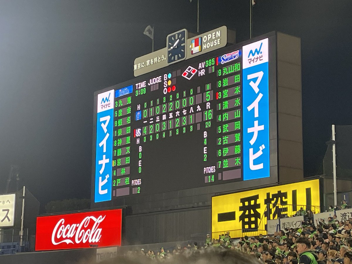 khanyamada's tweet photo. スワホー

丸山和郁サイクルヒット達成。
そして岩田が6打数5安打4打点。
1番が出塁して2番が返す。そして走る。
それが見たかった！

#Swallows 
#丸山
#岩田 https://t.co/AifC3vF8om