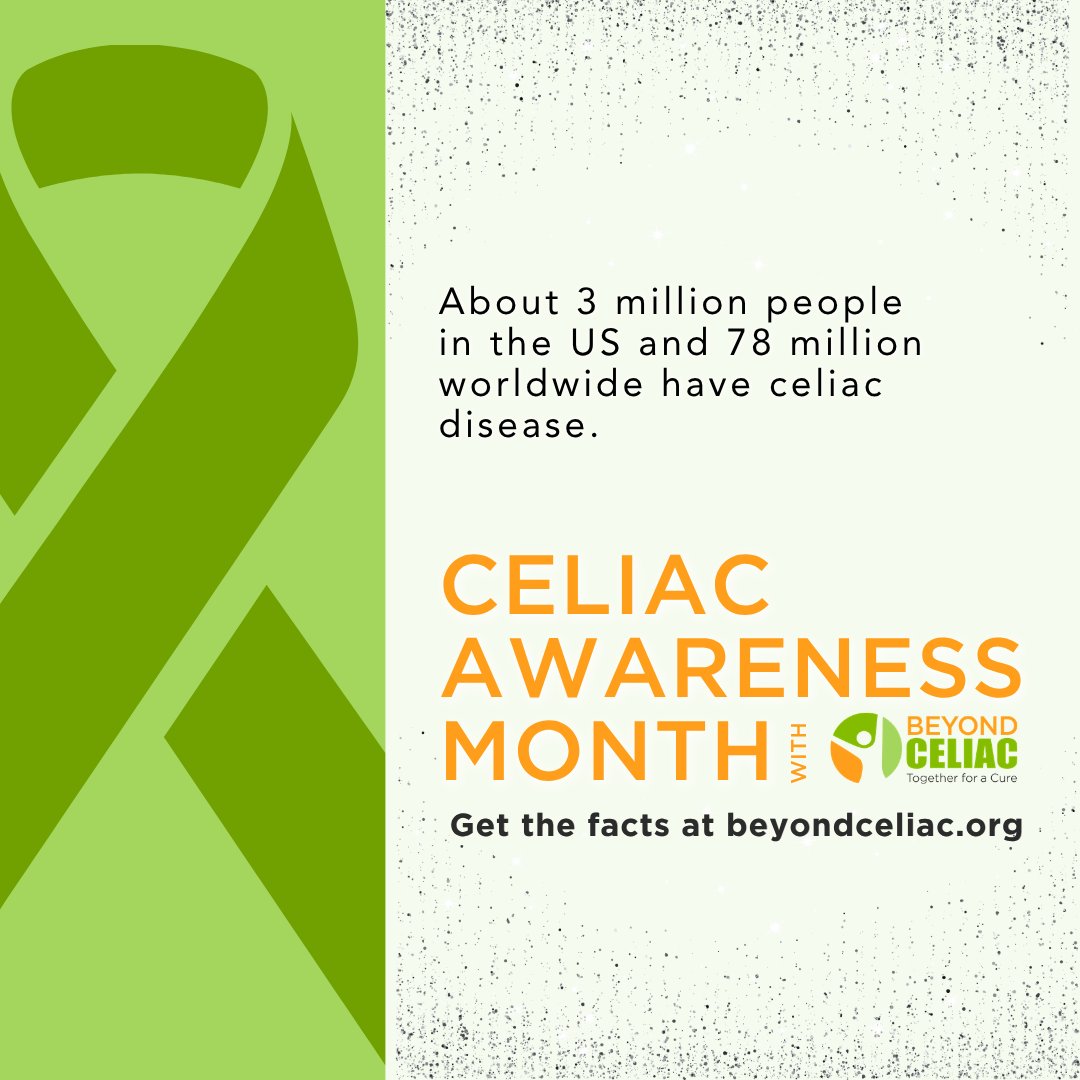 BeyondCeliac's tweet image. May is celiac awareness month! It’s time to raise awareness, improve access to safe (and tasty!) gluten-free food, + build community. Start by sharing these graphics. See more ways to get involved hubs.ly/Q04f2yRk0

#celiac #celiacdisease #glutenfree #celiacawarenessmonth