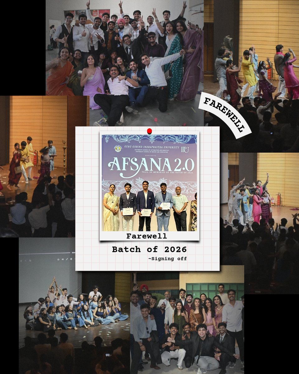 USAR_GGSIPU's tweet photo. Afsana 2.0 ✨🎓
A heartfelt farewell to Batch of 2026—celebrating 4 years of growth, achievements &amp; memories. From lamp lighting to awards, speeches, performances &amp; Memory Lane—every moment shone.
More than goodbye, it marked new beginnings 💫

#Afsana2 #Farewell2026 #BatchOf2026 https://t.co/tLkJkQHHU7