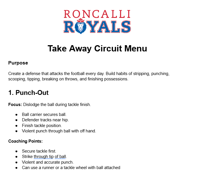 CoachBettag's tweet image. Day 97/100

Takeaways don’t happen by accident—they’re trained, emphasized, and expected.

If you want more turnovers, you have to practice taking the ball away every single day.

Takeaway Circuit Menu

Link in replies