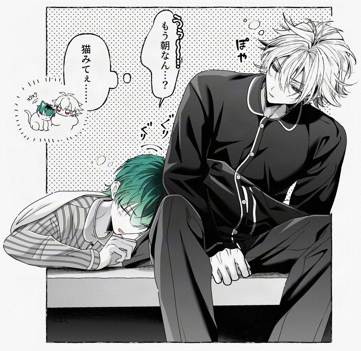 harappa65's tweet photo. #さまささワンドロワンライ   
以前のお題、「寝ぼける」をお借りしました🙇‍♀️ https://t.co/1PRT9UGf9d