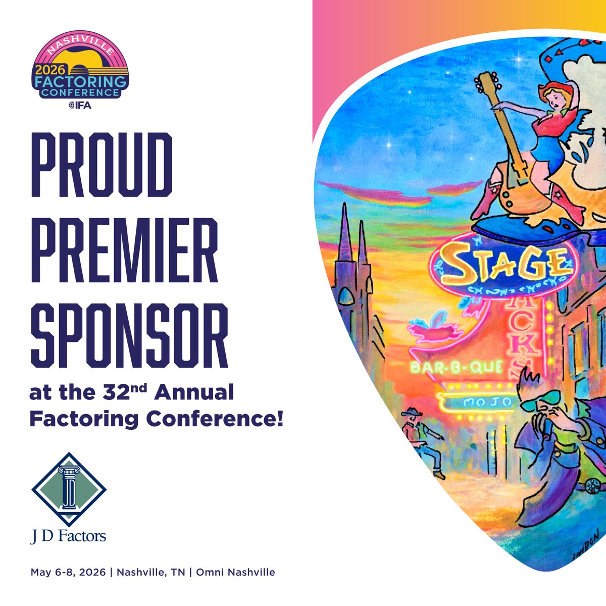 JDFactors's tweet image. Proud to be a Premier Sponsor at the International Factoring Association’s 32nd Annual Conference in Nashville!

📅 May 6–8
📍Omni Nashville
If you’re attending, let’s connect.

#IFA #Factoring #CashFlow