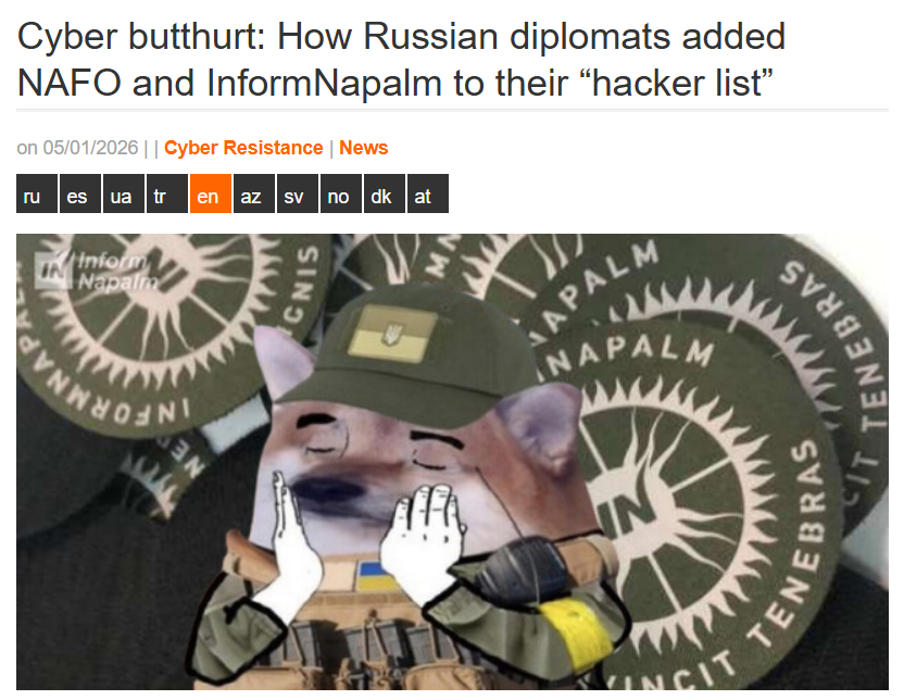 #Cyber butthurt: How #Russian diplomats added #NAFO and InformNapalm to their “hacker list”
informnapalm.org/en/kiberbatkhe…

On April 25, 2026, the Russian Ministry of Foreign Affairs distributed a statement from the Russian Embassy in #Norway with a commentary on cyber warfare for the