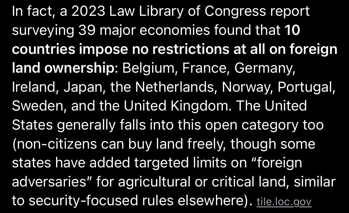 silocrane's tweet photo. @DocStrangelove2 Foreign nations and citizens own a not-insignificant amount of US land. https://t.co/jT31yI5SqW