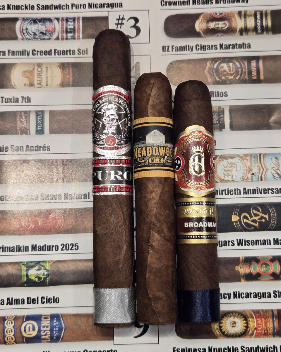 Cigar Press Super Selection 

Espinosa Knuckle Sandwich Puro 
Black Star Line Meadowood MLK 
Crowned Heads Broadway 
38 plus shipping 

undergroundcigars.com/product/cigar-…
