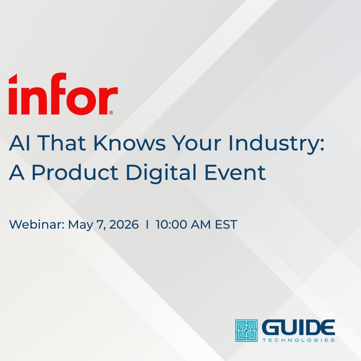 GuideTechSvc's tweet photo. #AI investment is everywhere but results are not. See how industry‑specific AI is driving real impact in #manufacturing, distribution, and services in this 45‑minute #Infor digital event.  https://t.co/sotPBifbNU https://t.co/WC9468qDuC