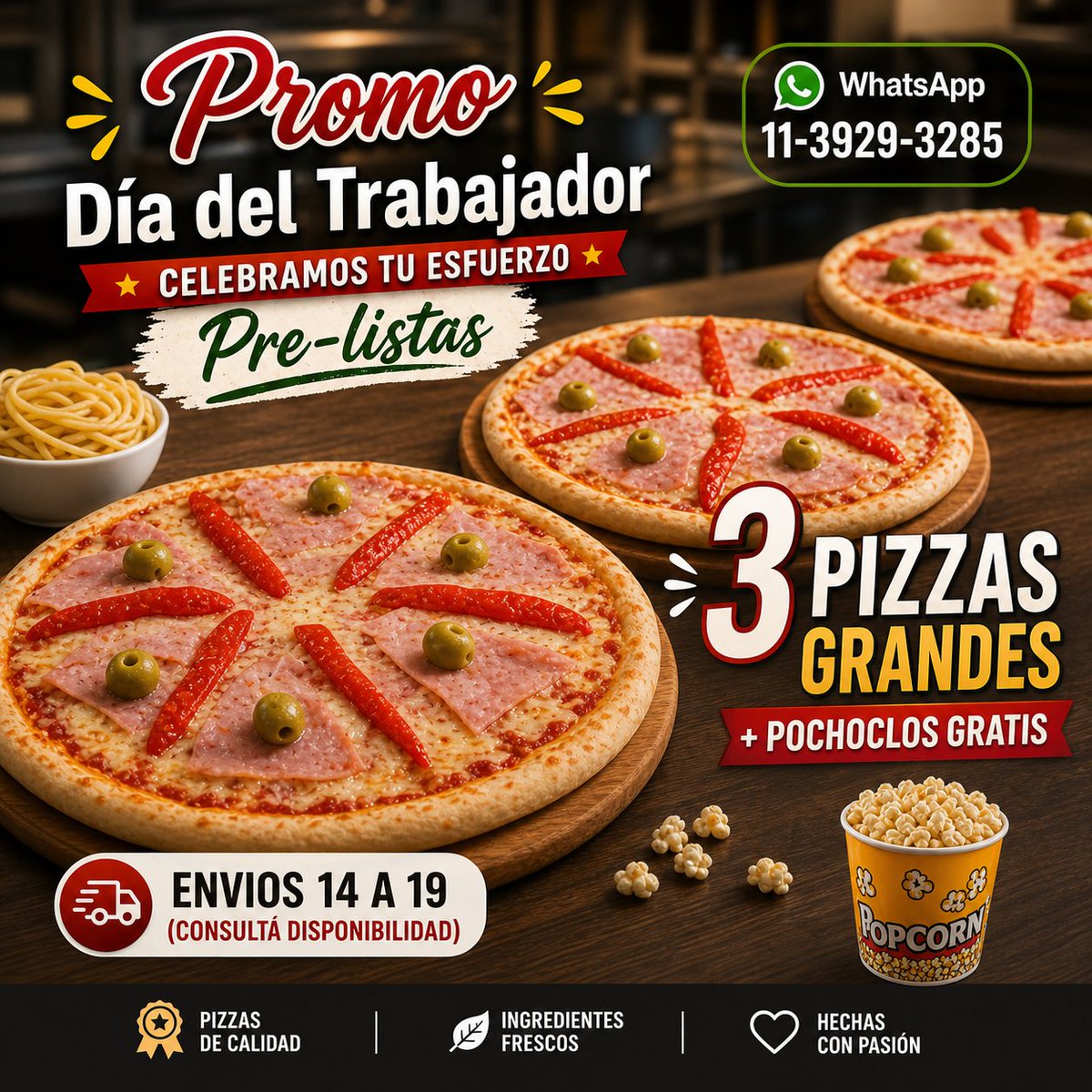 dariovaamonde's tweet photo. 🚨 PROMO LANZAMIENTO – POR TIEMPO LIMITADO 🚨
📅 Desde el miércoles 29 de abril de 2026
🍕 ¡No te quedes sin tu combo!
🔥 3 PIZZAS GRANDES 
¡Alta calidad, Irresistibles!
✔️ 8 porciones 
✔️ Listas para calentar en casa
💣 PRECIO PROMO DE LANZAMIENTO
🎁 ¡POCHOCLOS DE REGALO https://t.co/esyArf4kMp
