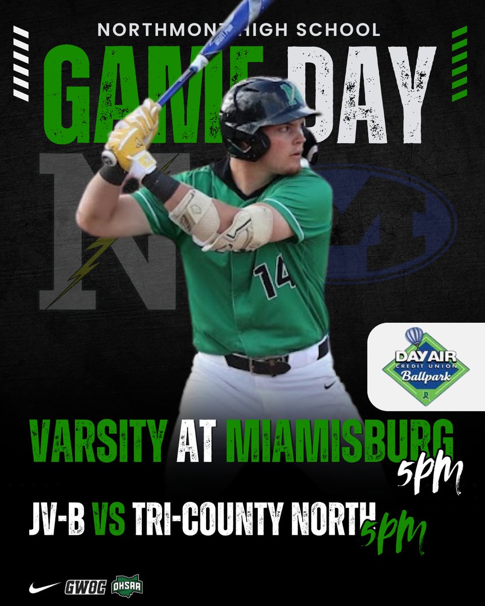 NHSBoltBaseball's tweet photo. ⚡️ GAME DAY ⚡️

Two chances to get better. Two chances to compete.

Varsity takes the stage at Day Air Ballpark against Miamisburg at 5PM — a great opportunity on a big stage to represent Northmont ⚾️

JV-B is at home vs Tri-County North at 5PM — same mission, same standard. https://t.co/Ad0ytkSujv