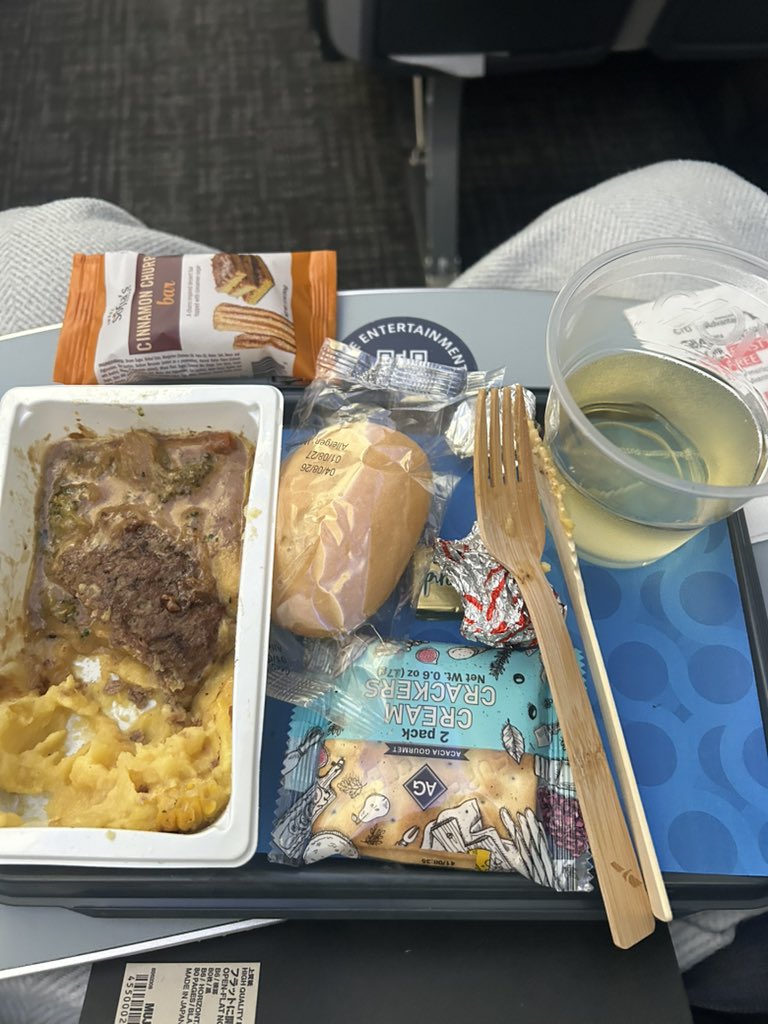 Reza_ShariPhoto's tweet photo. @AmericanAir platinum Pro loyal AA traveler. Possibly the WORST meal on AA 737 LHR to PHL. No salad, MUCH smaller main plate (1/4 less). Jailhouse slop.  You should be ashamed to serve it. https://t.co/cwdDvzS8p4