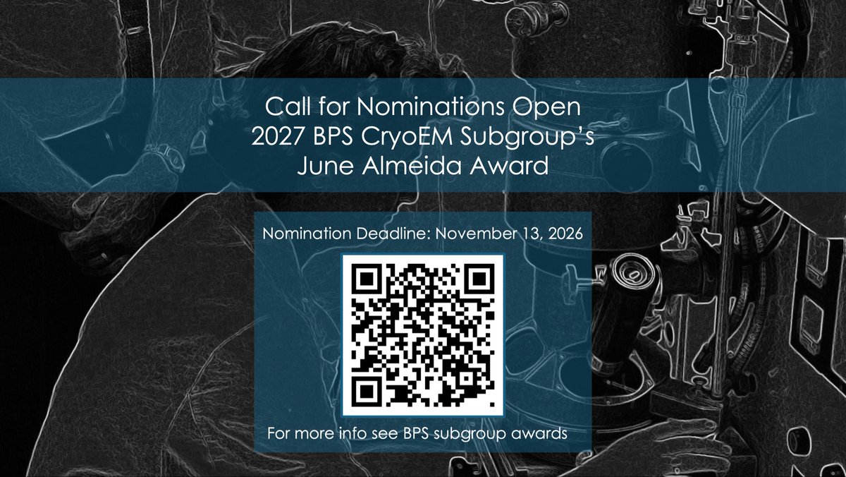 edward_eng's tweet image. The 2027 Biophysical Society #CryoEM Subgroup welcomes nominations for the June Almeida Award for Mid/Senior-Career Women in CryoEM. 

The nomination deadline is November 13, 2026. Details on eligibility and nomination requirements may be found here: 
biophysics.org/Awards-Funding….