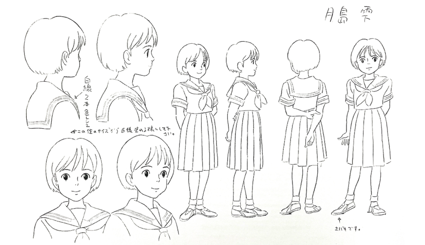 『#耳をすませば』月島雫 キャラクター設定
(#近藤喜文 さんのラフをもとに作画監督 #高坂希太郎 さんが作成) 