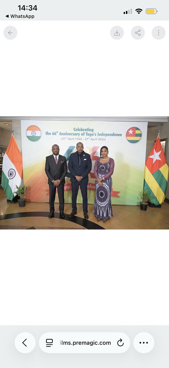 MMiguil's tweet photo. Took part at the 66th years of celebration of independence of Togo held at Hyatt hotel , the 30th of April 2026 ,New-Delhi ,India. https://t.co/Wnb9KcZIUd
