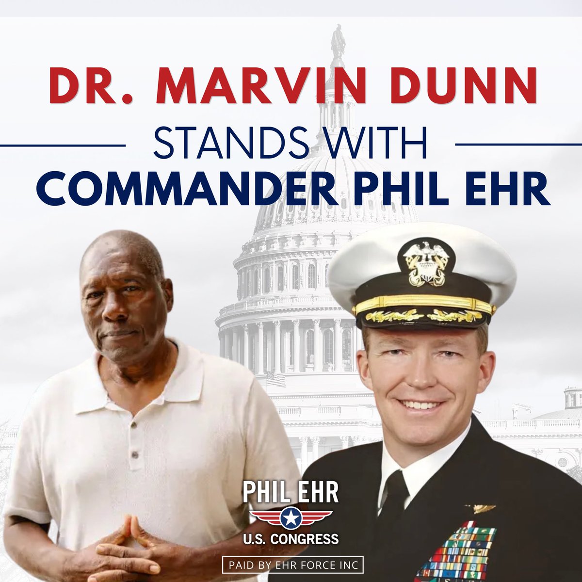 PhilEhr's tweet photo. This hits me right in the heart.
A towering civil rights legend — who’s fought his entire life for justice, equality, and Florida’s full truth — just stood shoulder to shoulder with me.

From civil rights frontlines to defending America in the skies. Two generations. One mission for every South Florida family. @MarvinDunn4, thank you from the bottom of my heart. I’m deeply moved and more determined than ever.

Florida — this is our moment. Let’s change course together.