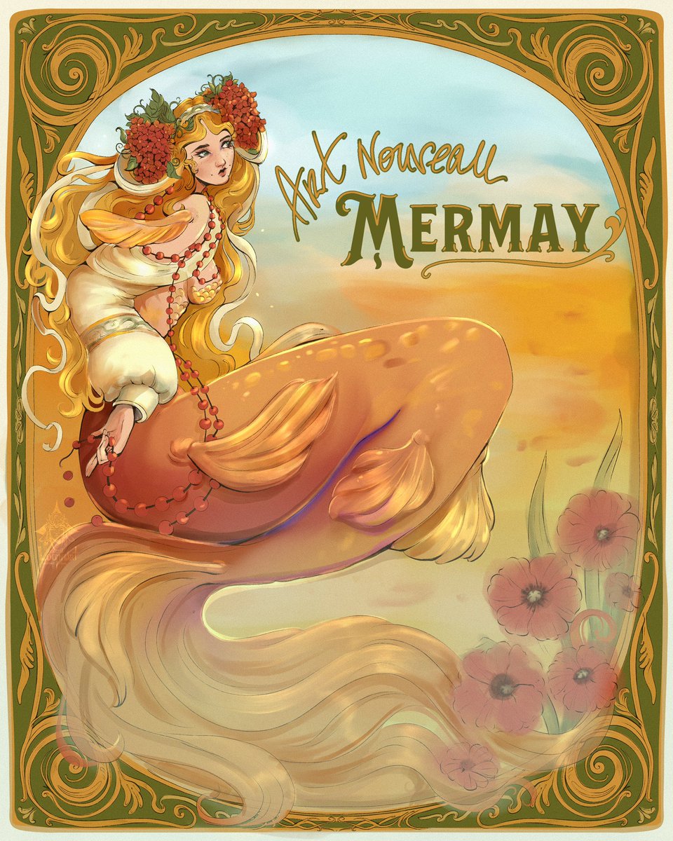 opaluim's tweet photo. Hello #mermay #mermaid #artnouveau https://t.co/8Fhd7TxRsx