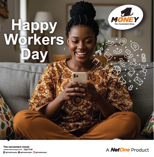 NetOneCellular's tweet photo. Happy Workersโ Day! To all Zimbabweans who give their best every day, we see you, we salute you, and we support you.
OneMoney is proud to make life easier, faster, and more convenient, helping you achieve more with every step.
#OneMoney
#TheConvenientMove https://t.co/eHUYSiyzzH
