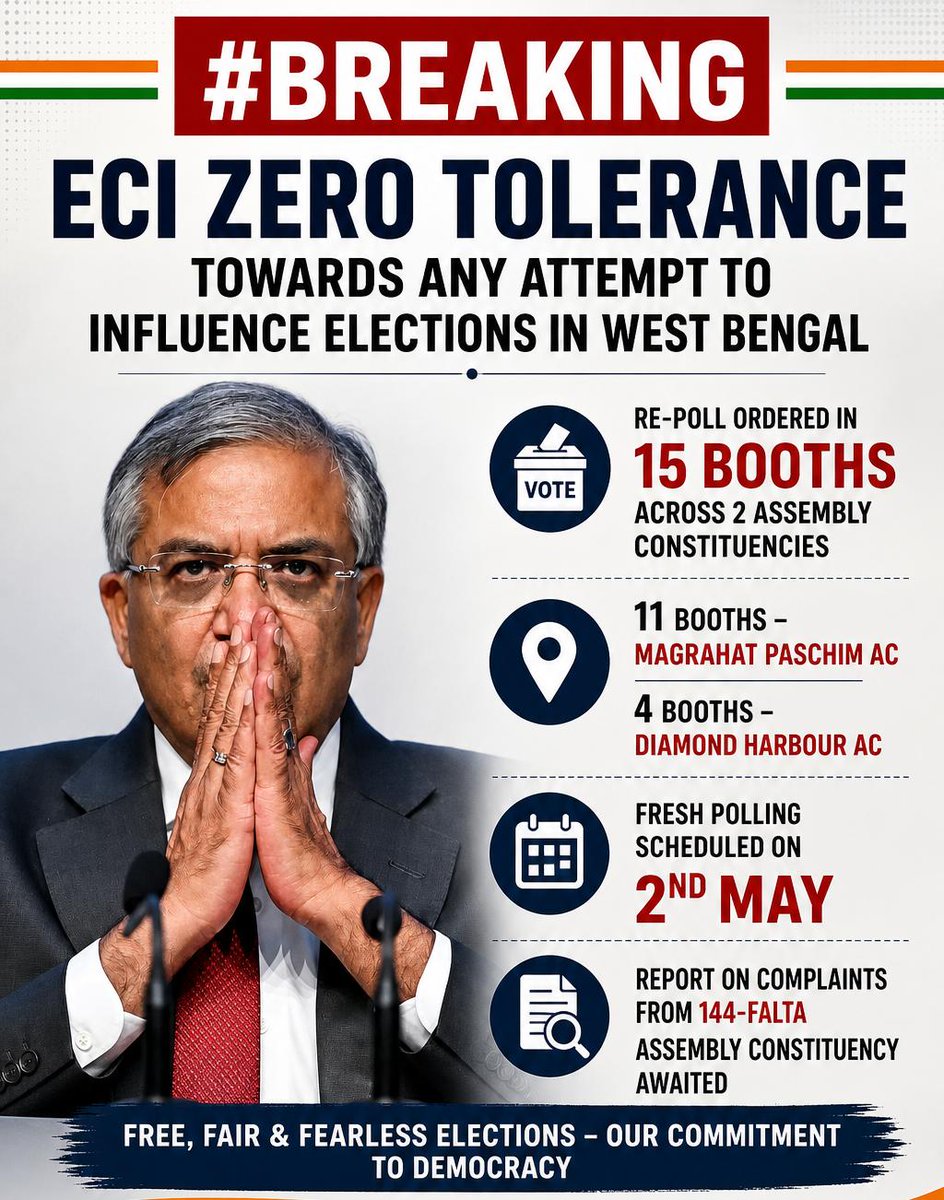 bengalkabhakt's tweet image. When the system acts, it sends a message: no room for interference. Re-polling where needed, fairness above all. 

#FreeAndFair