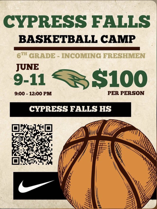 CyfallsABC's tweet image. See each flyer for upcoming camps at Cy Falls 💚🦅💛 #cyfallshigh #cyfallseagles #weareone #cyfalls