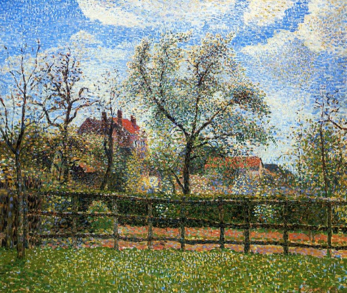 Artbyeveryday's tweet photo. Camille Pissarro-Pear Trees in Bloom, Eragny, Morning,1886 https://t.co/fvCeSLr7TF
