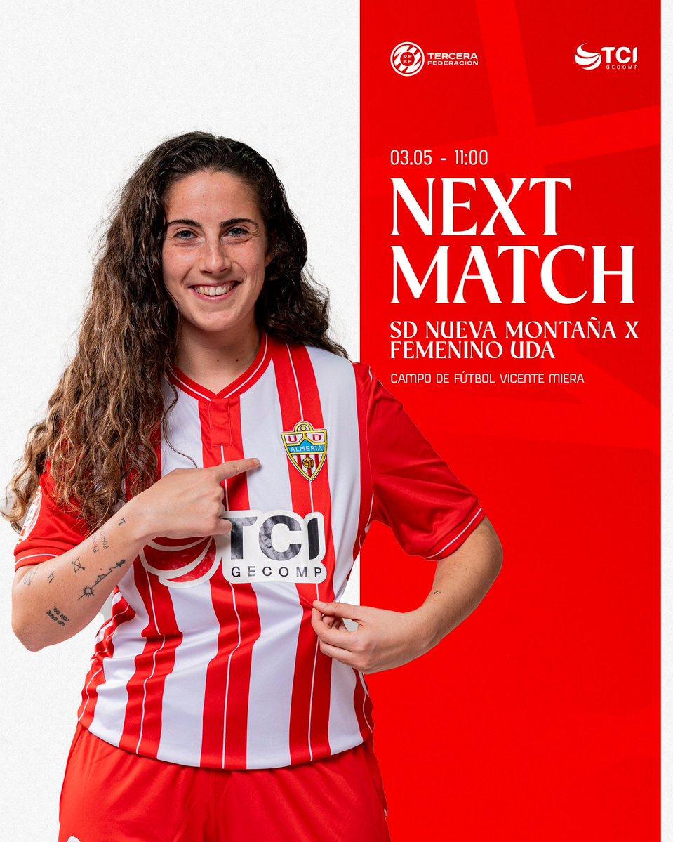 ¡Mentalizadas y con ganas de defender nuestro escudo! ⚽️

➡️ Próximo partido: ida de la eliminatoria de ascenso a 2ª Federación.

🆚 SD Nueva Montaña.
🗓 Domingo, 3 de mayo.
⌚️ 11:00 h.
📍 Campo de Fútbol Vicente Miera.

#VamosAlmería ❤️🤍