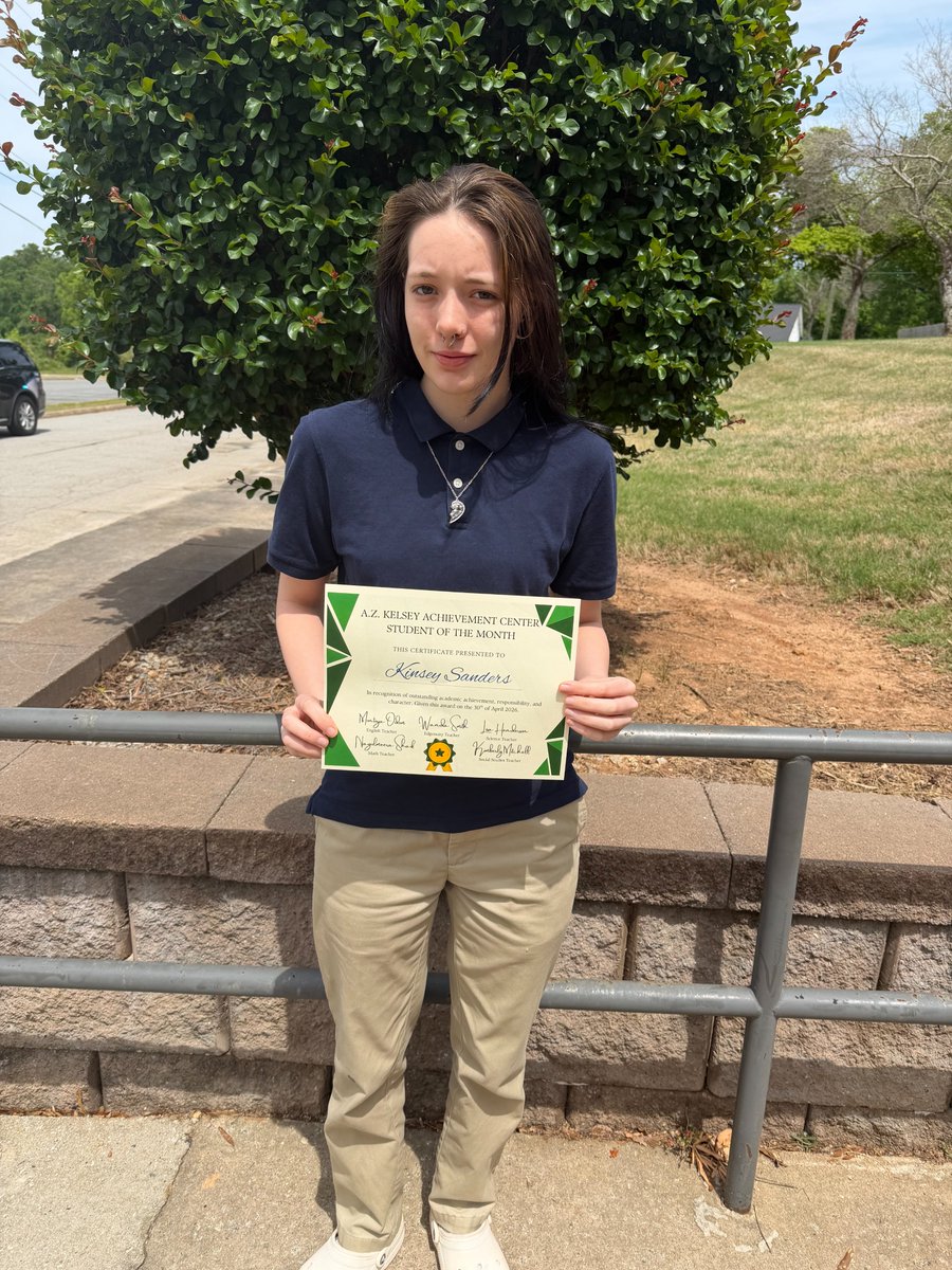 AZKStrong's tweet photo. Congrats to the High School Achievement Student of the Month, Kinsey Sanders!  #AZKSTRONG https://t.co/iS6rSEbynS