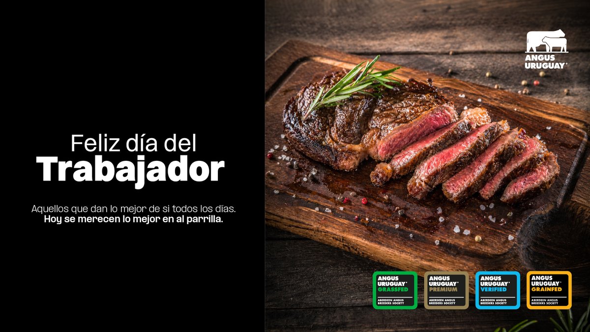 AngusUruguay's tweet photo. Cada jornada tiene su esfuerzo. Cada logro, su recompensa.
Hoy celebramos a quienes hacen que las cosas pasen.
A quienes empujan, construyen y no bajan los brazos.
Feliz Día de los Trabajadores!!!
Que nunca falte un buen motivo… ni @carneangusuy 🥩🔥 para celebrarlo 🍷 https://t.co/ZgUQjZdpjk