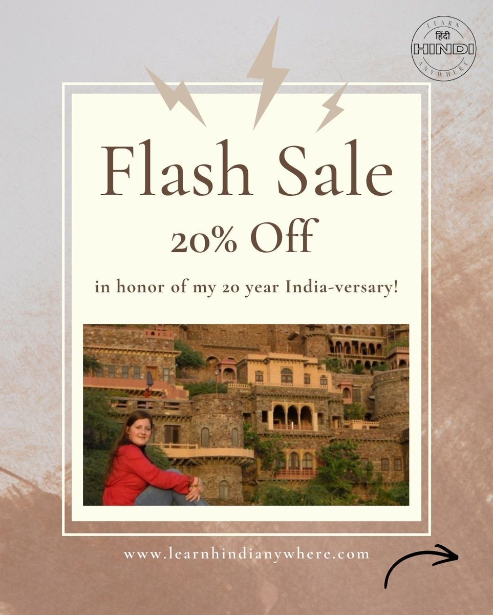 indiawithjess's tweet image. India taught me more than I ever expected… 
And now I want to share it with you.
Get 20% OFF all my Hindi courses with code 20YEARS (till Sunday!)

#LearnHindiAnywhere #IndiaStories #FlashSale #hindiclass #languagelearning