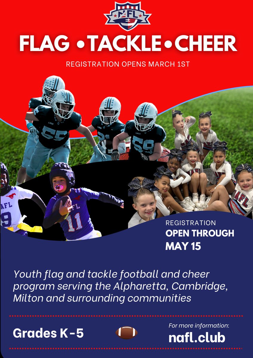 NaflCheer's tweet photo. Registration for cheer will close on May 15th.  NO EXCEPTIONS due to uniform ordering restraints.  Don’t miss out on a fun cheer season!! Register online at https://t.co/pjP8h8k4MU https://t.co/0l2k0vr6C6
