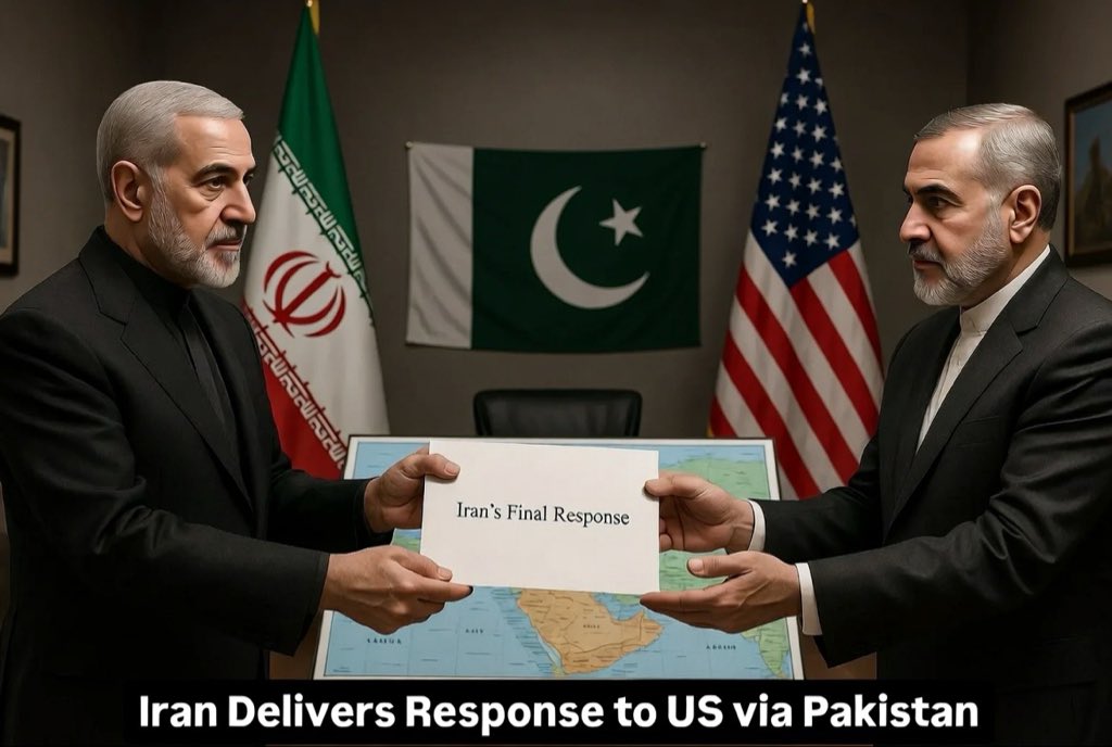 Araghchhi's tweet image. 🚨 BREAKING: Iran has delivered its final response to the United States on terms to end the ongoing war.
The reply was formally sent Thursday via Pakistan as intermediary.
Details of the counter-proposal are expected soon amid high-stakes indirect talks.
#Iran #US #MiddleEast