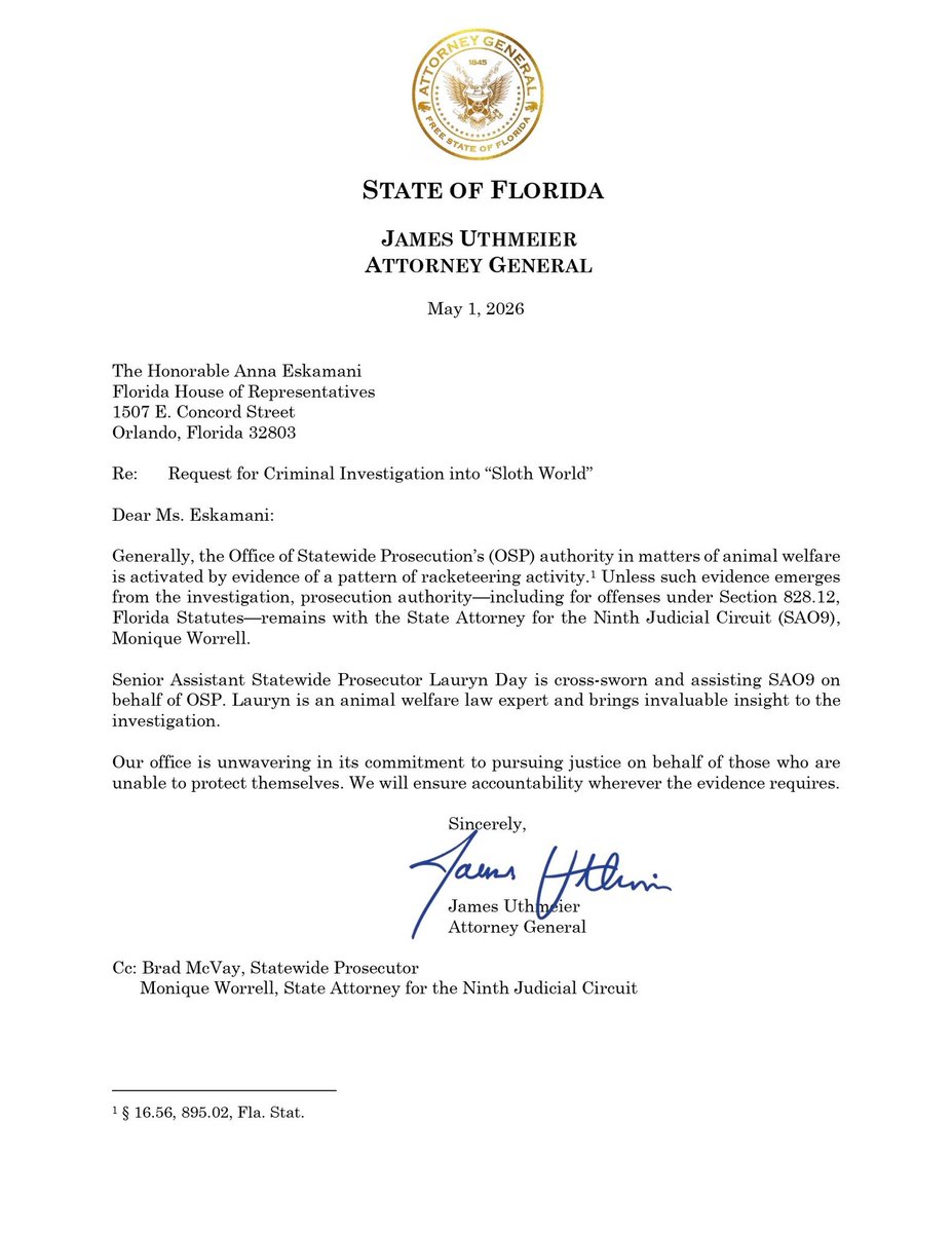 Attorney General James Uthmeier tweet media