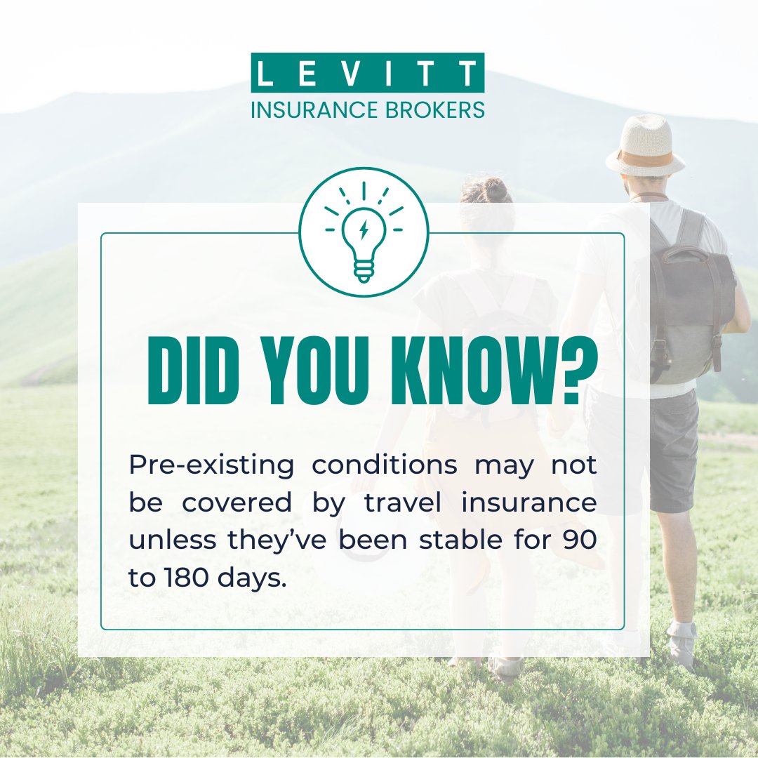 levittinsurance's tweet image. If your condition isn’t considered “stable", travel insurance claims can be denied, even in emergencies.

Review your coverage before any trip 👉 1l.ink/7TSCRBK

#travelinsurance #travel #insurancetips #canada #ontario #trip