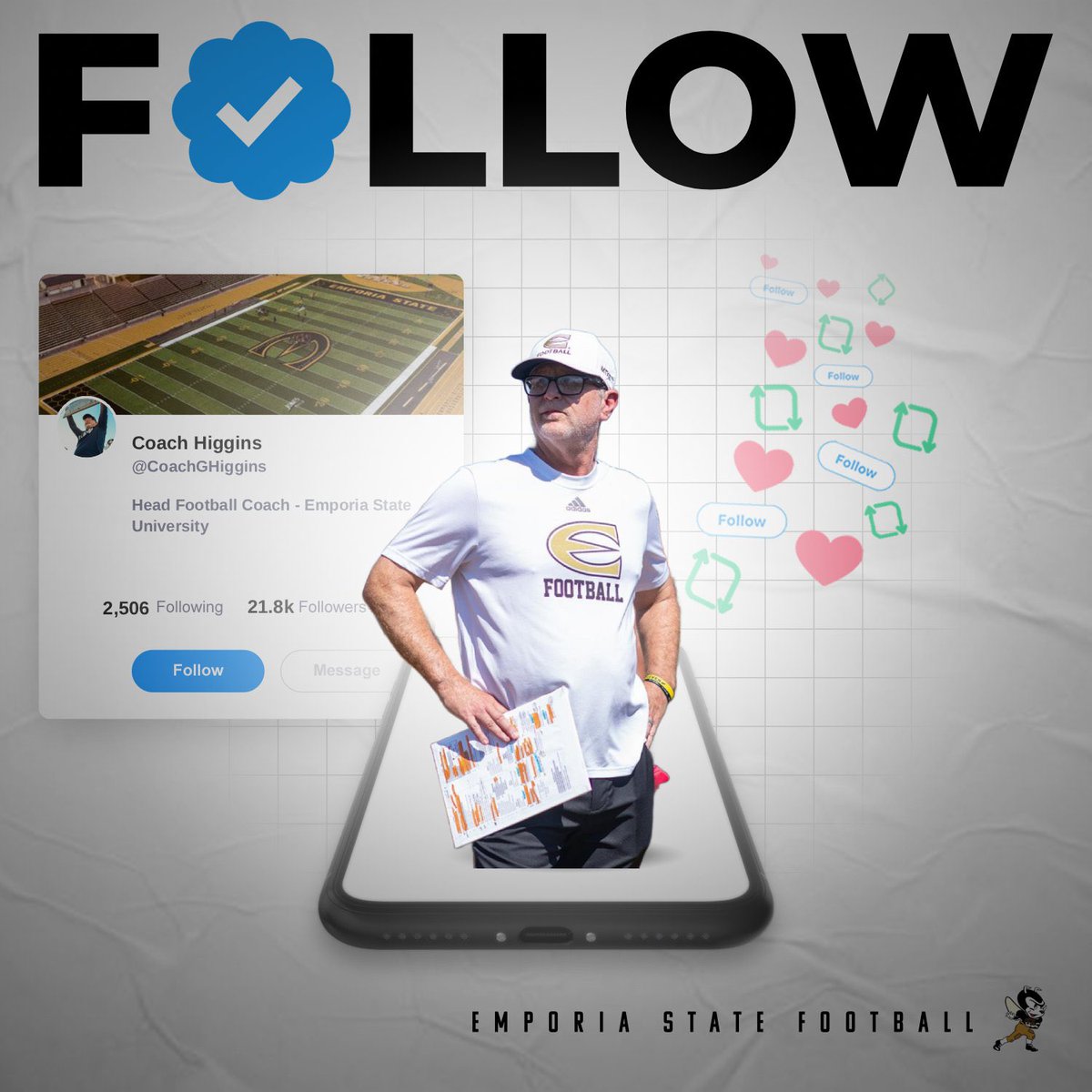 esuhornetsfb's tweet photo. Follow Friday! Follow us📱

Offense Staff
@CoachCash1 
@BryceChavis 
@CoachGleason10 
@CoachBStone_ 
@CoachWilliamsOL 

Defense Staff
@CoachMLoPo 
@CoachMcDown 
@CoachHarelson 
@CoachVonJ 
@CoachDip2 

#Stingersup🐝 | #FOE🐝🧱 | #UNIT https://t.co/kk7uopDuGZ
