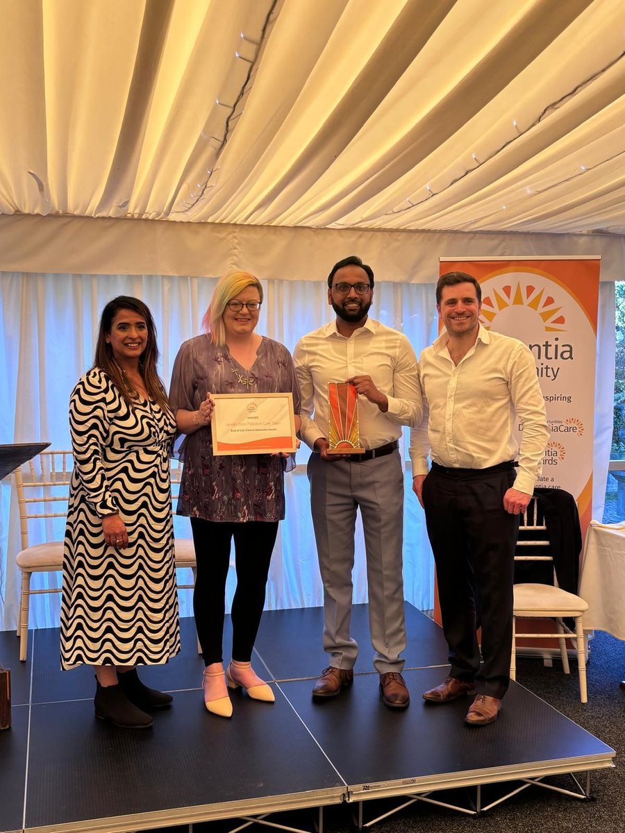 JDementiaCare's tweet photo. Delighted to announce the winner of the End of Life Care in Dementia Award at yesterday's UK Dementia Awards 2026: 

🏆️ Jewish Care Palliative Care Team @jewish_care

👏 Congratulations!

👉 https://t.co/Cq4HvaBmWe  

Thank you to our sponsor - @PainChek

#UKDA https://t.co/LfMjj6LkUu