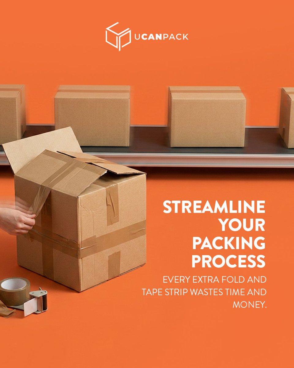ucanpack_usa's tweet image. Packing speed has limits—and your box might be one.

Extra folds, more tape, small tweaks… it all adds up.

If things feel slower, it’s time to rethink your packaging.

Contact Ucanpack.
#packagingefficiency #warehouseoperations #packingprocess #shippingboxes #ecommercepackaging