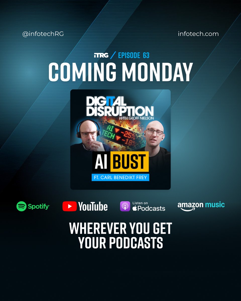 infotechRG's tweet image. What if the AI boom doesn’t deliver the productivity gains everyone expects?

On May 4, Oxford economist @carlbfrey joins the Digital Disruption podcast to challenge the biggest assumption in tech right now.

Is Big Tech overselling the future? 🤯 
#TechInsights #AI #TechPodcast