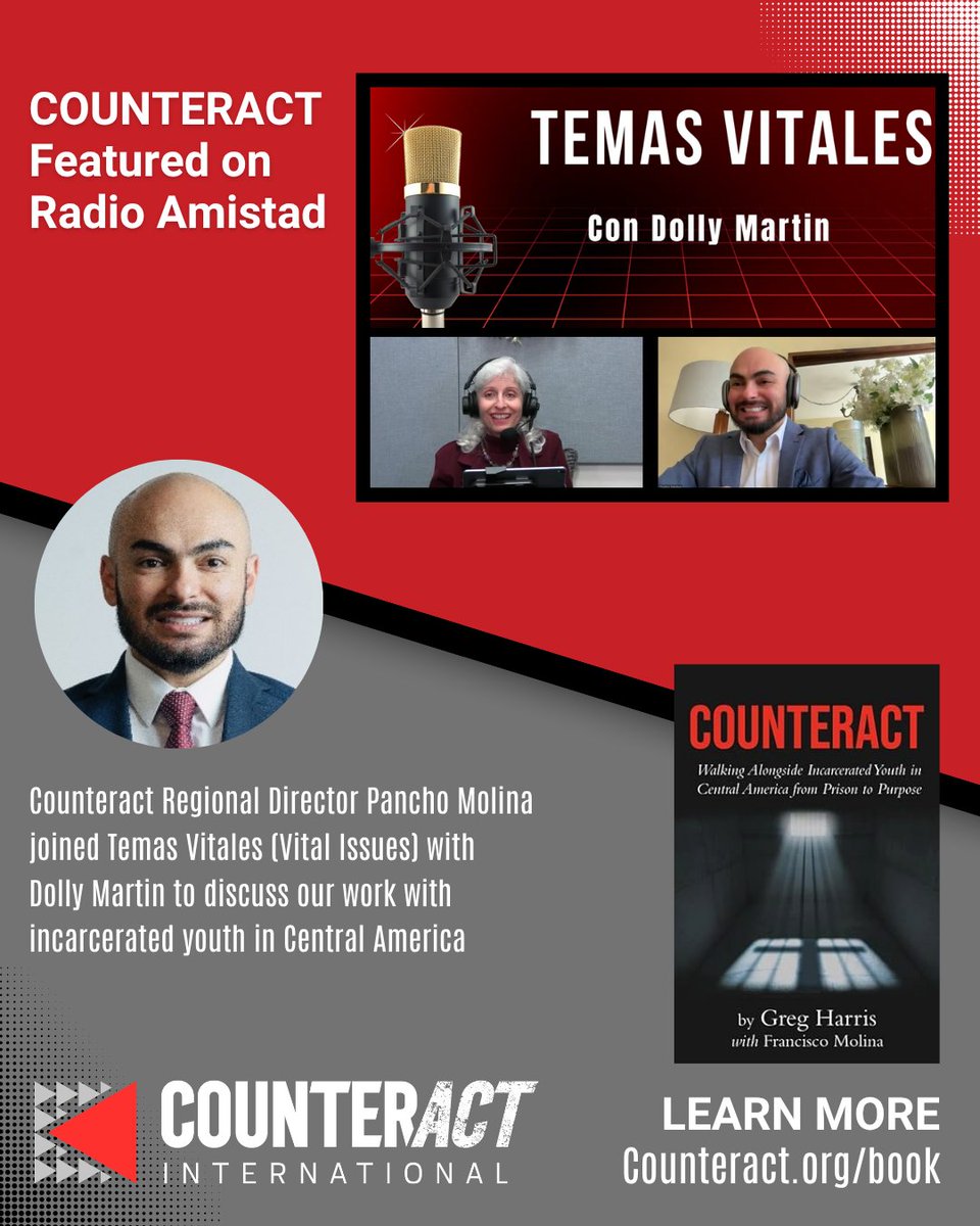 CounteractIntl's tweet photo. Regional Director Pancho Molina recently joined the Temas Vitales con Dolly Martin (Vital Issues) program on Radio Amistad to share more about the work of Counteract and the heart behind our new book.
WATCH ON YOUTUBE: https://t.co/6VhrgHMRUW https://t.co/f1HPexqtNs